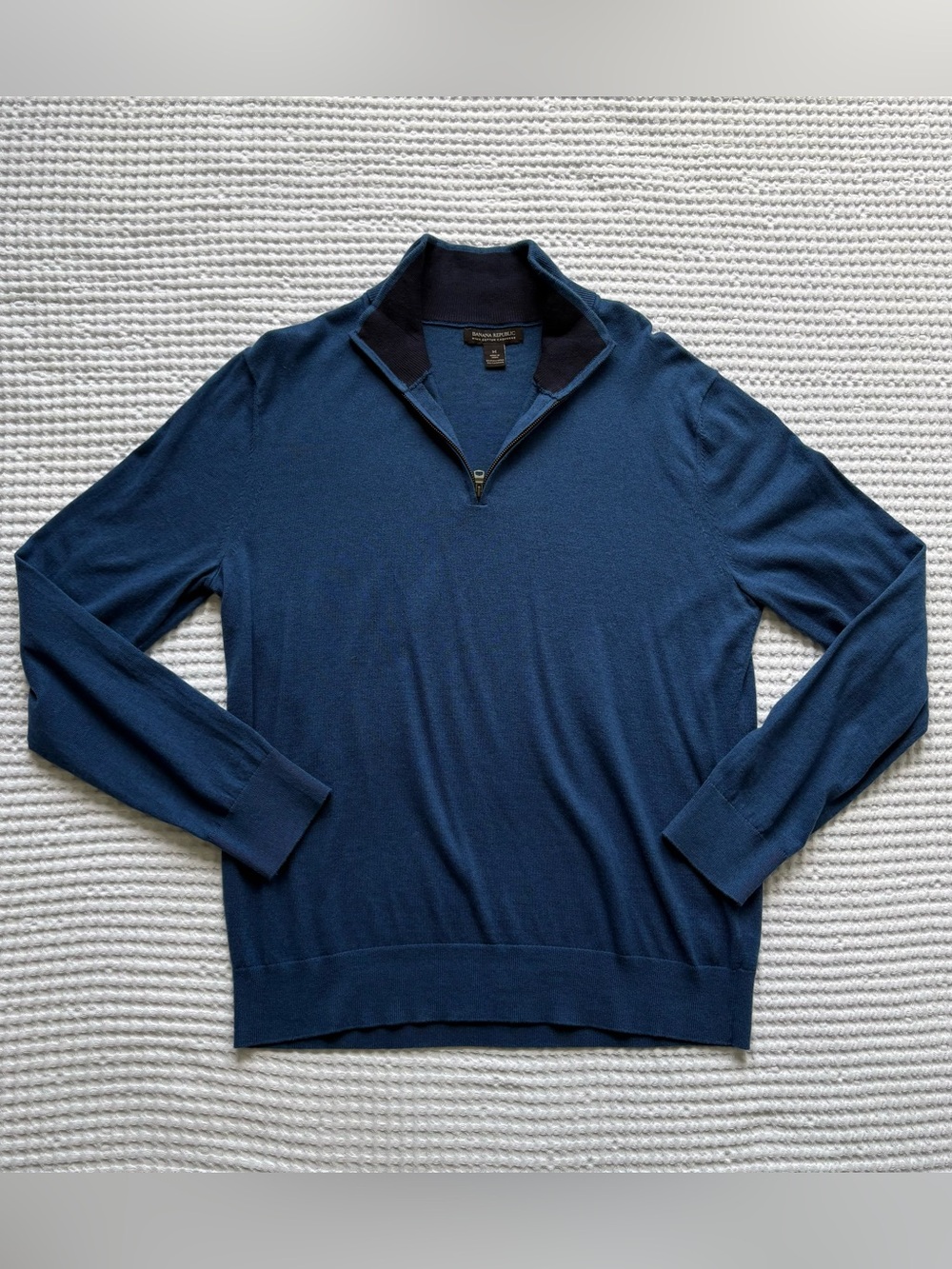 Banana Republic Pima Cotton Cashmere Quarter Zip Sweater Blue Classic Office - M